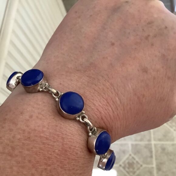 Sterling SILVER 925 LAPIS LAZULI WOMAN BRACELET​​ - Picture 5 of 7